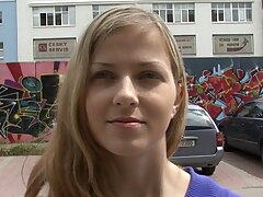 We meet blonde Veronika at the streets of Prague