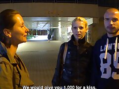 Outdoor reality footage with czech pair paid fast money for GF exchange