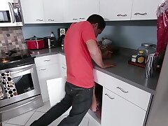 Amazing bubble butt Latina fucked in the kitchen