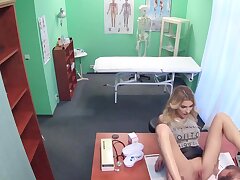 Confident blonde enjoys attention of her horny doc