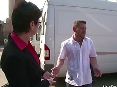 German mature business lady seduced in public place