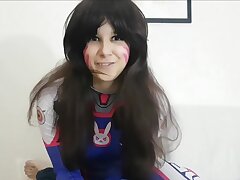TEEN Dva Cums, Gets a Facial and Swallows - Overwatch Cosplay