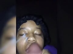 Girlfriend sucks my dick & takes a facial